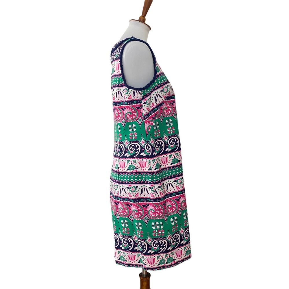 Talbots Womens Sleeveless Floral Sheath Dress Blue Green Pink 10P - Picture 2 of 7